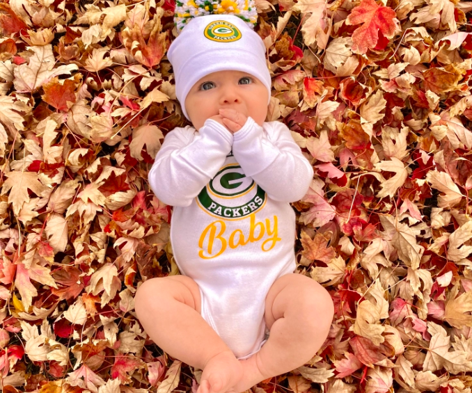 Packers Hometown Infant Football Bow Bodysuit 6M White